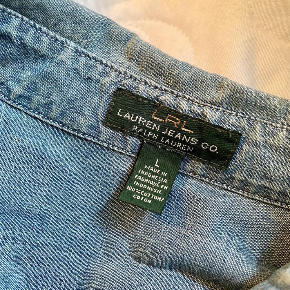 NWOT LTL Ralph Lauren Chambray Shirt L - Picture 3 of 5